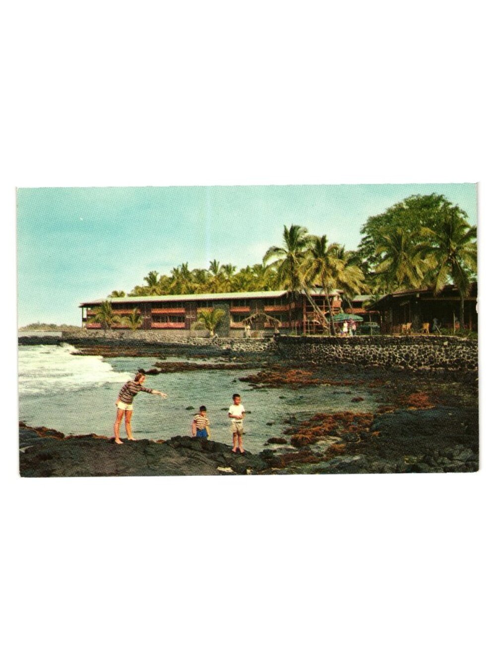 Waiaka Lodge Kona Island Hawaii Vintage Postcard Nani Li Natural Color Card 1951